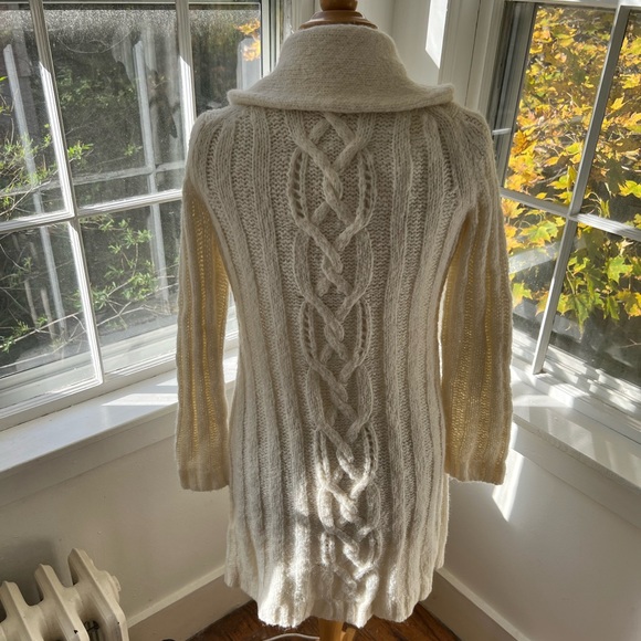 BANANA REPUBLIC chunky long open cardigan single button cable designs - Picture 4 of 8